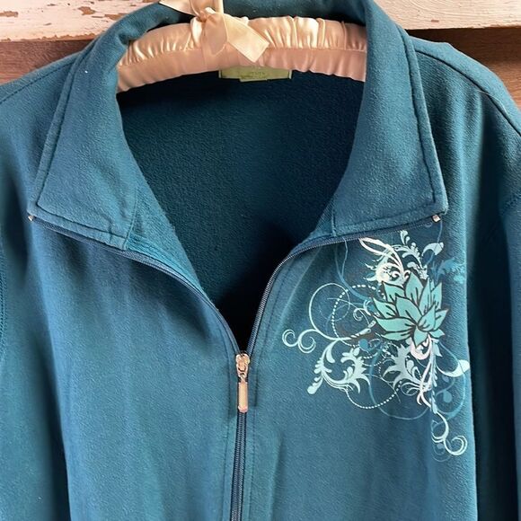SILVERWEAR Plus Size Womens Zip Up Warmup Style Jacket Size 2X Teal Vintage - Picture 4 of 7
